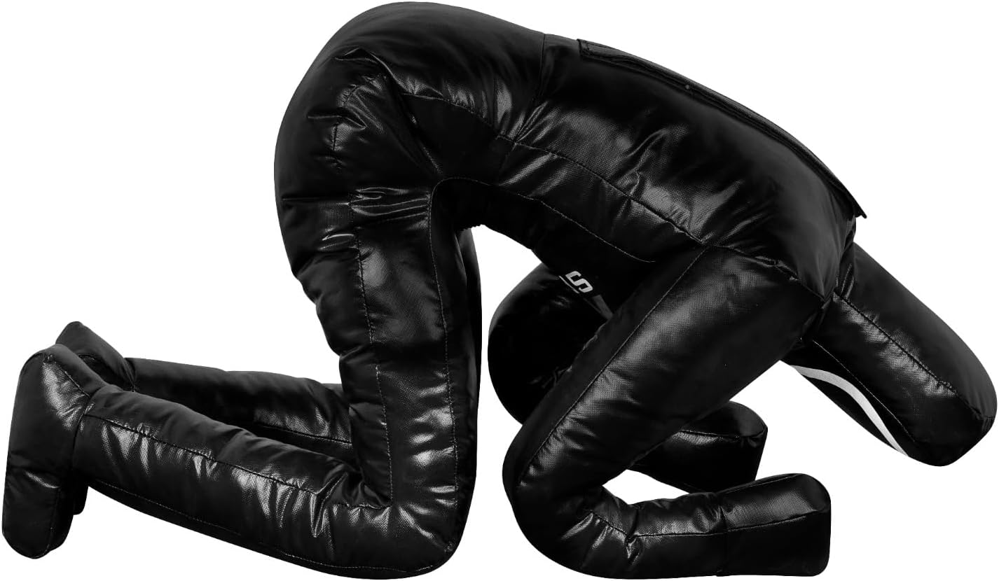 180cm Vinyl Unfilled Sitting Grappling Dummy - Full Black for BJJ, MMA, Judo