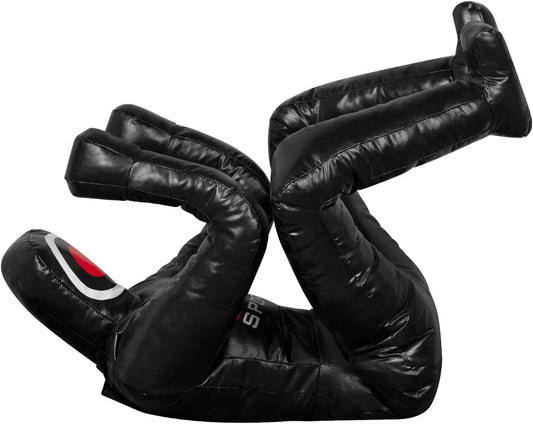 180cm Vinyl Unfilled Sitting Grappling Dummy - Full Black for BJJ, MMA, Judo