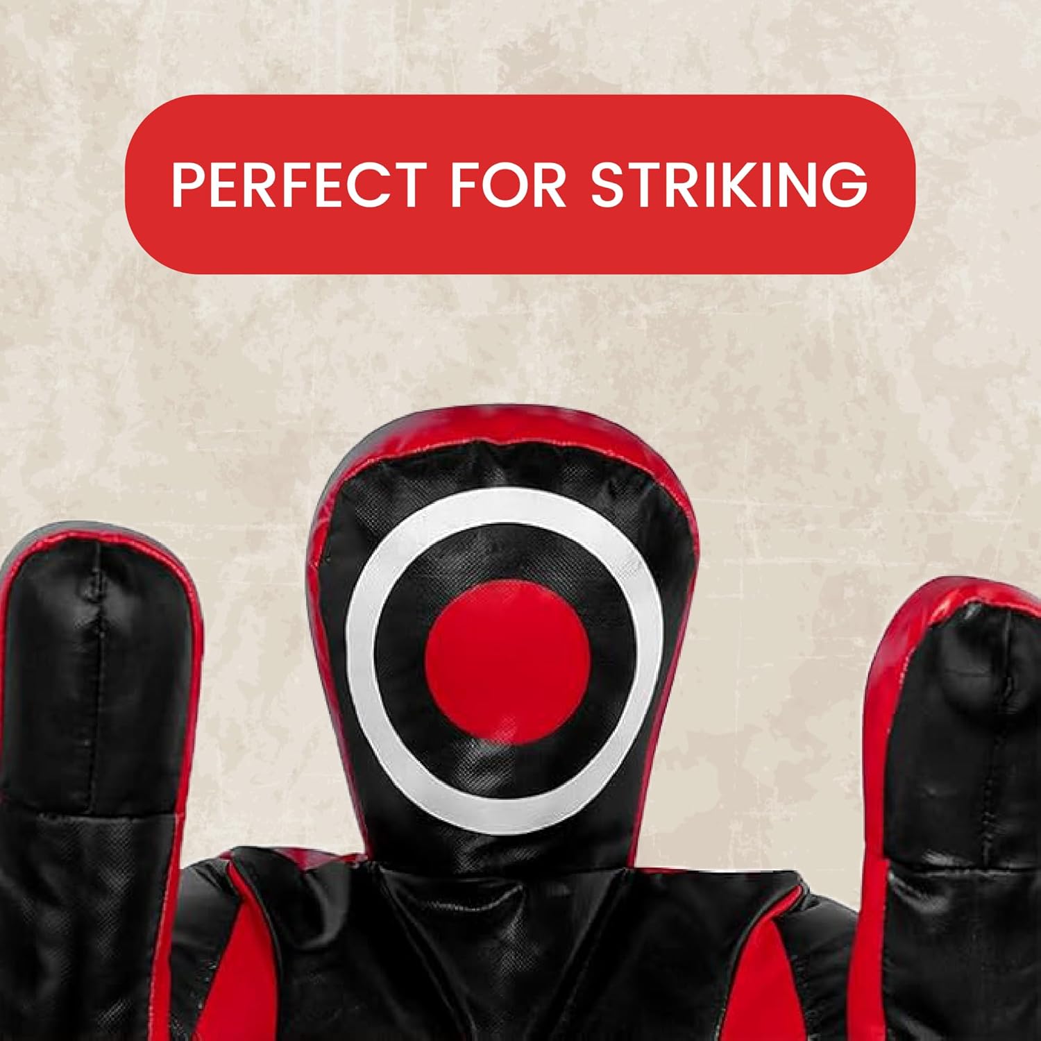 180cm Vinyl Unfilled Sitting Grappling Dummy - Red & Black for BJJ, MMA, Judo