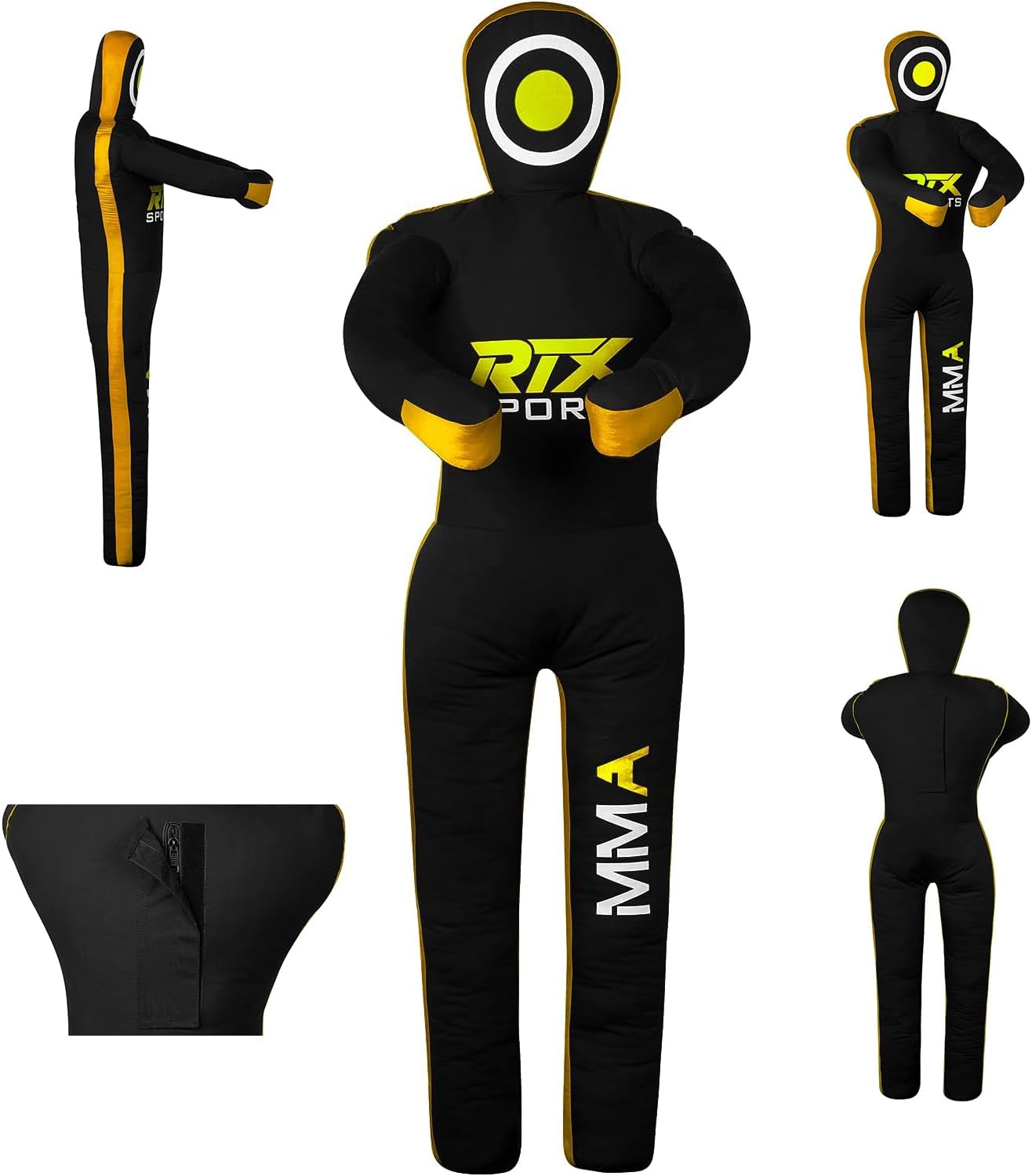 Canvas Unfilled Standing Grappling Dummy - Yellow & Black for BJJ, MMA, Judo