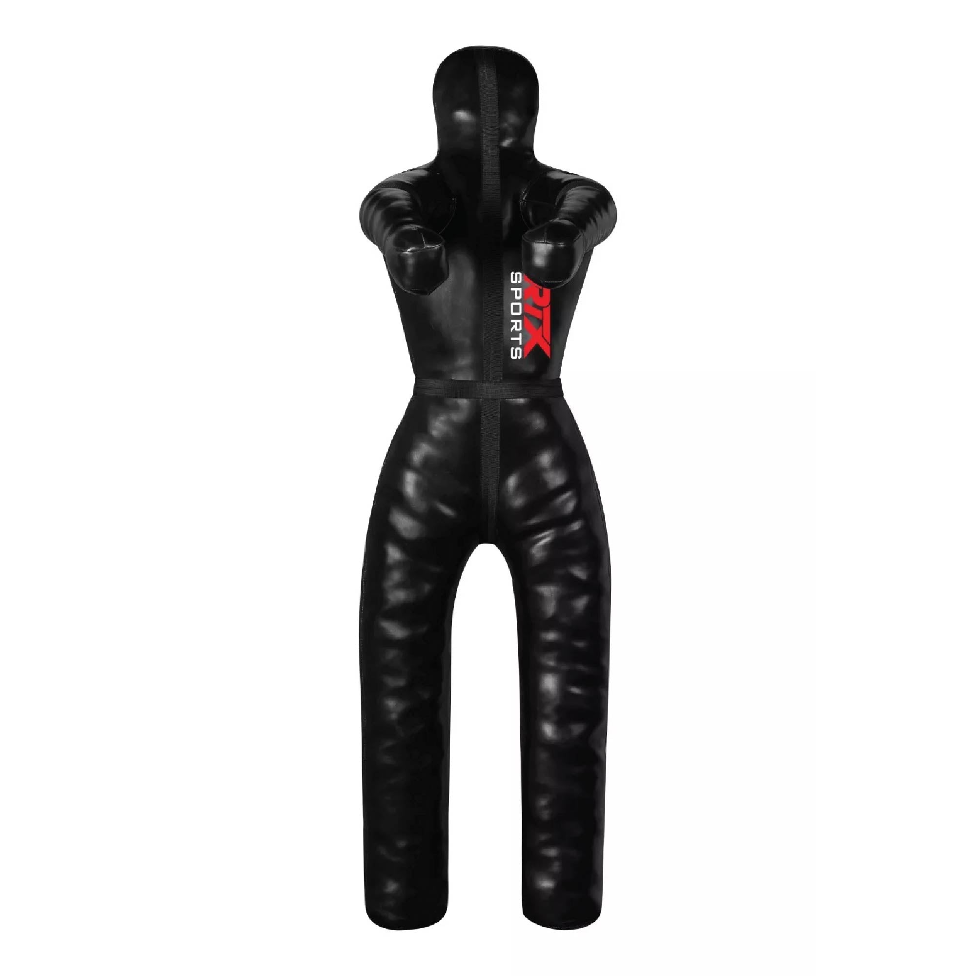180cm Rexine Unfilled Grappling Dummy - Full Black for BJJ, MMA, Judo
