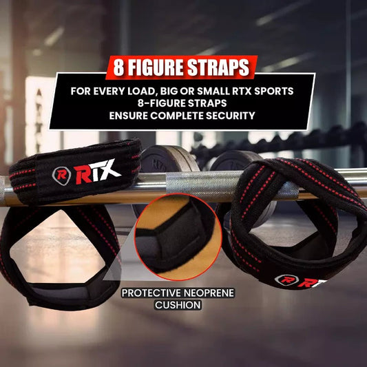 RTX Sports Figure 8 Lifting Straps Strength Training & Bodybuilding Wrist support