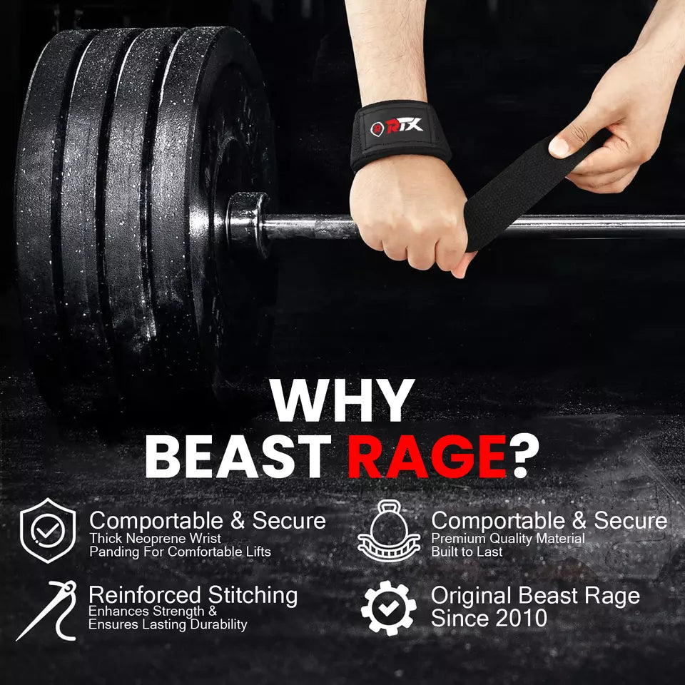 RTX Sports Weightlifting Straps| Wrist Support | Non - Slip Grip | Fitness