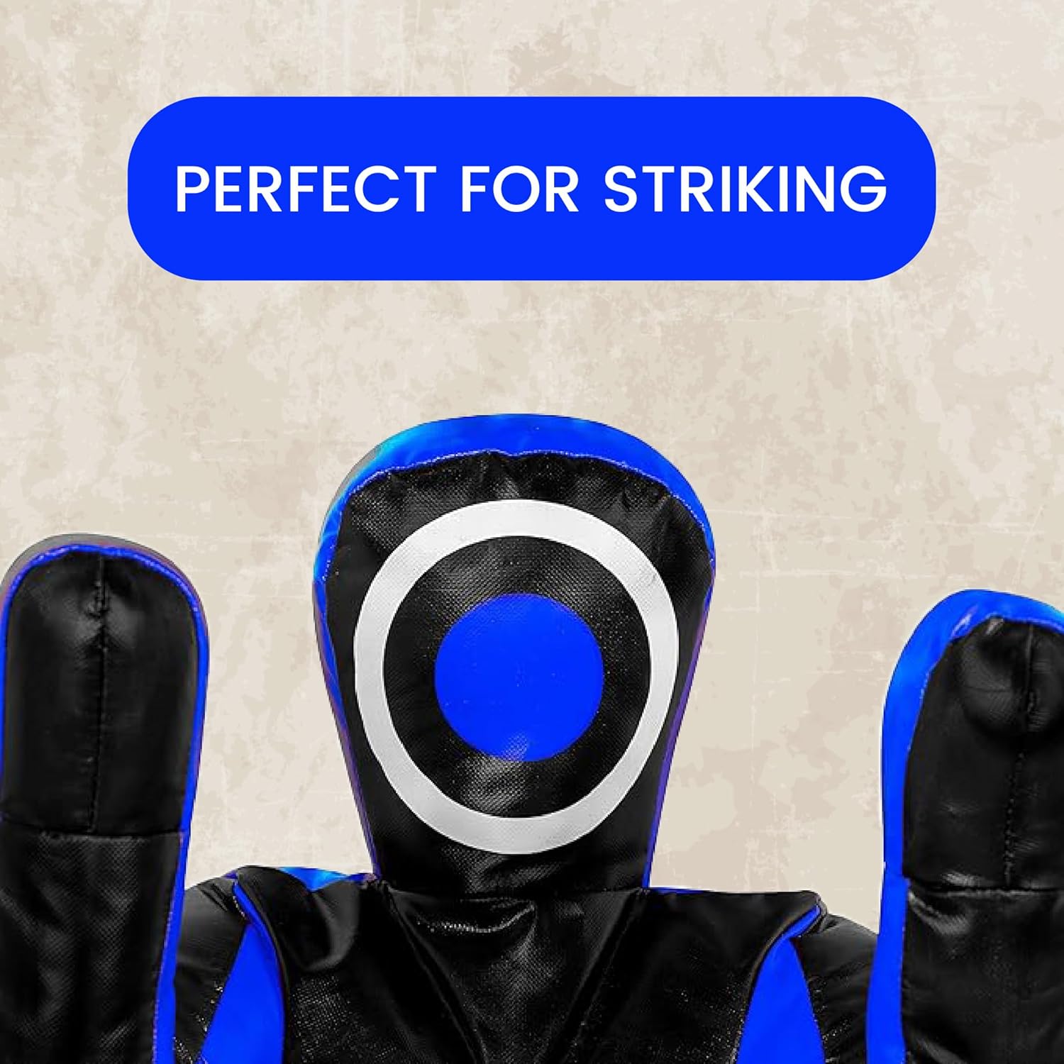 180cm Vinyl Unfilled Sitting Grappling Dummy - Blue & Black for BJJ, MMA, Judo