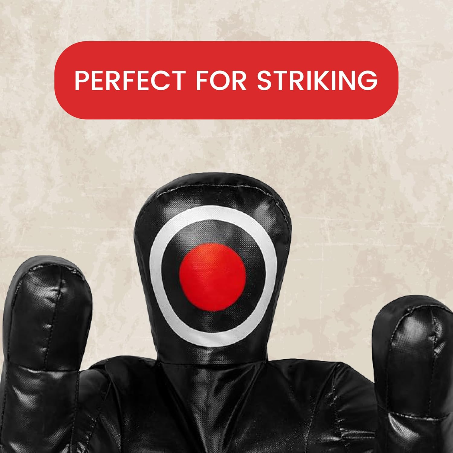 180cm Vinyl Unfilled Sitting Grappling Dummy - Full Black for BJJ, MMA, Judo