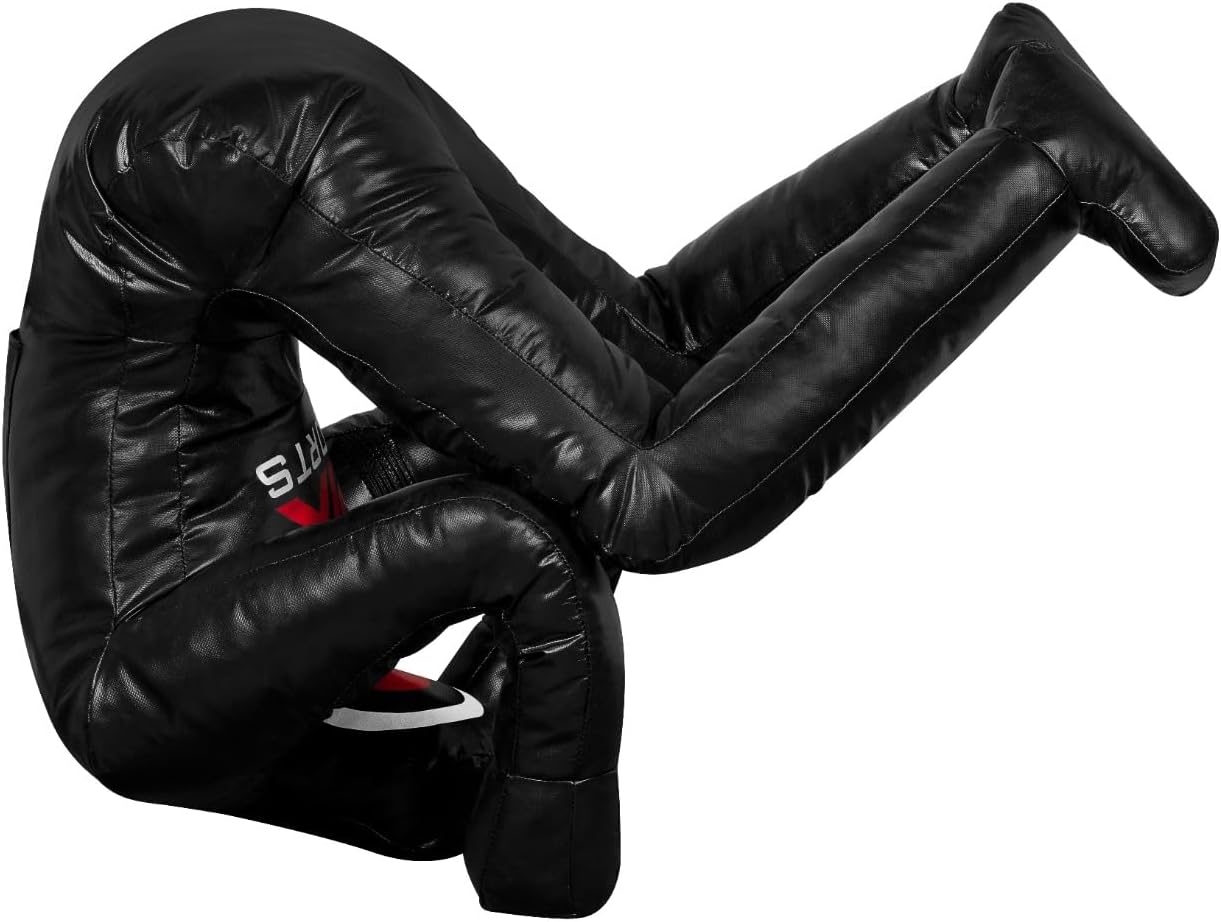 180cm Vinyl Unfilled Sitting Grappling Dummy - Full Black for BJJ, MMA, Judo