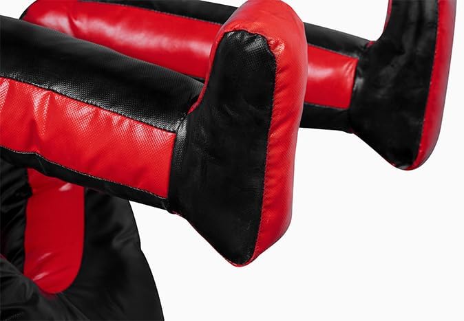 180cm Vinyl Unfilled Sitting Grappling Dummy - Red & Black for BJJ, MMA, Judo