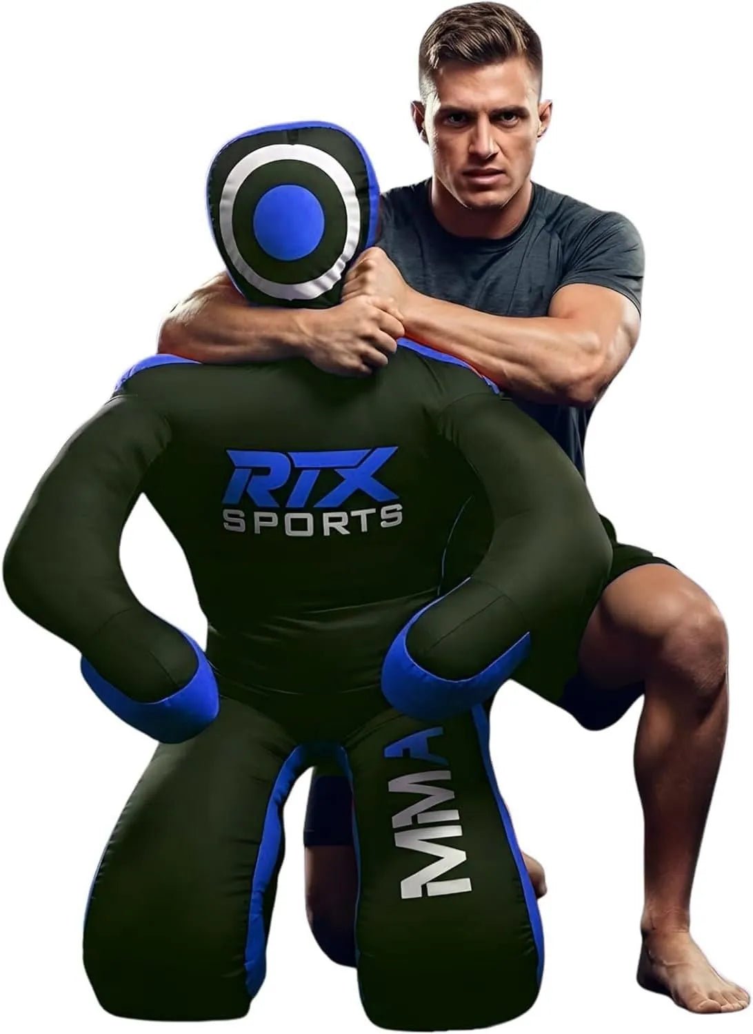 Canvas Unfilled Sitting Grappling Dummy - Blue & White for BJJ, MMA, Judo