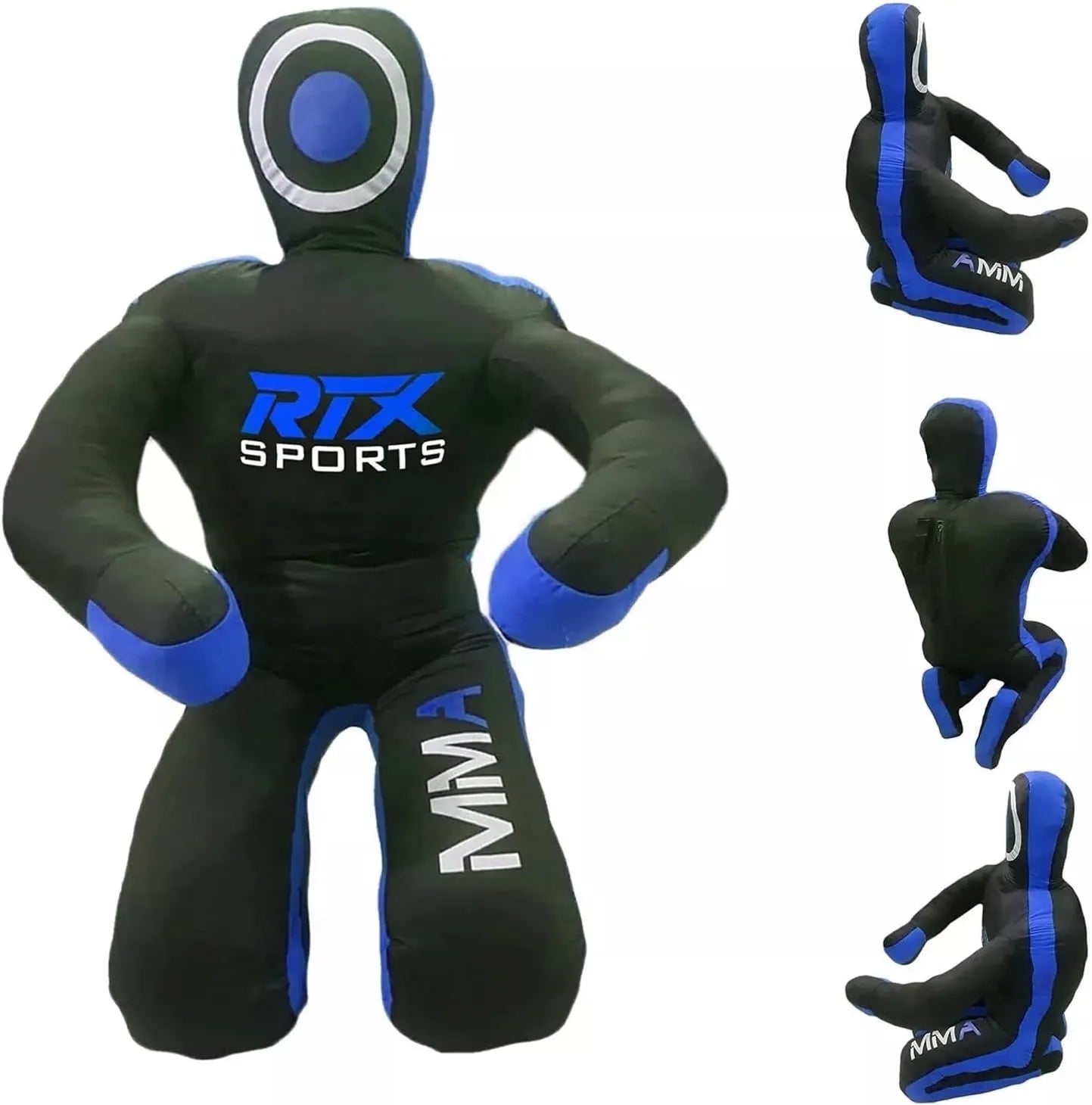 Canvas Unfilled Sitting Grappling Dummy - Blue & White for BJJ, MMA, Judo