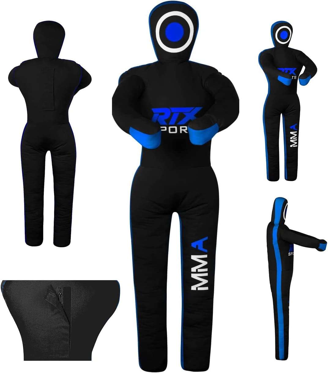 Canvas Unfilled Standing Grappling Dummy - Blue & Black for BJJ, MMA, Judo