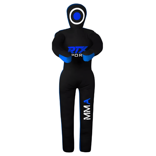 Canvas Unfilled Standing Grappling Dummy - Blue & Black for BJJ, MMA, Judo
