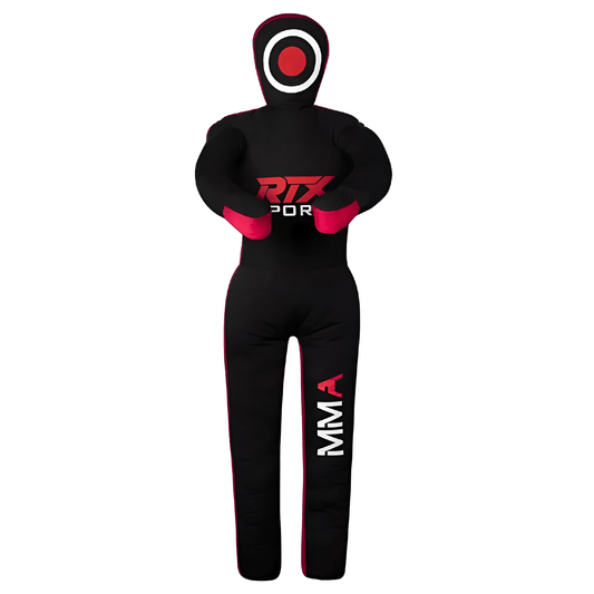 Canvas Unfilled Standing Grappling Dummy - Red & Black for BJJ, MMA, Judo
