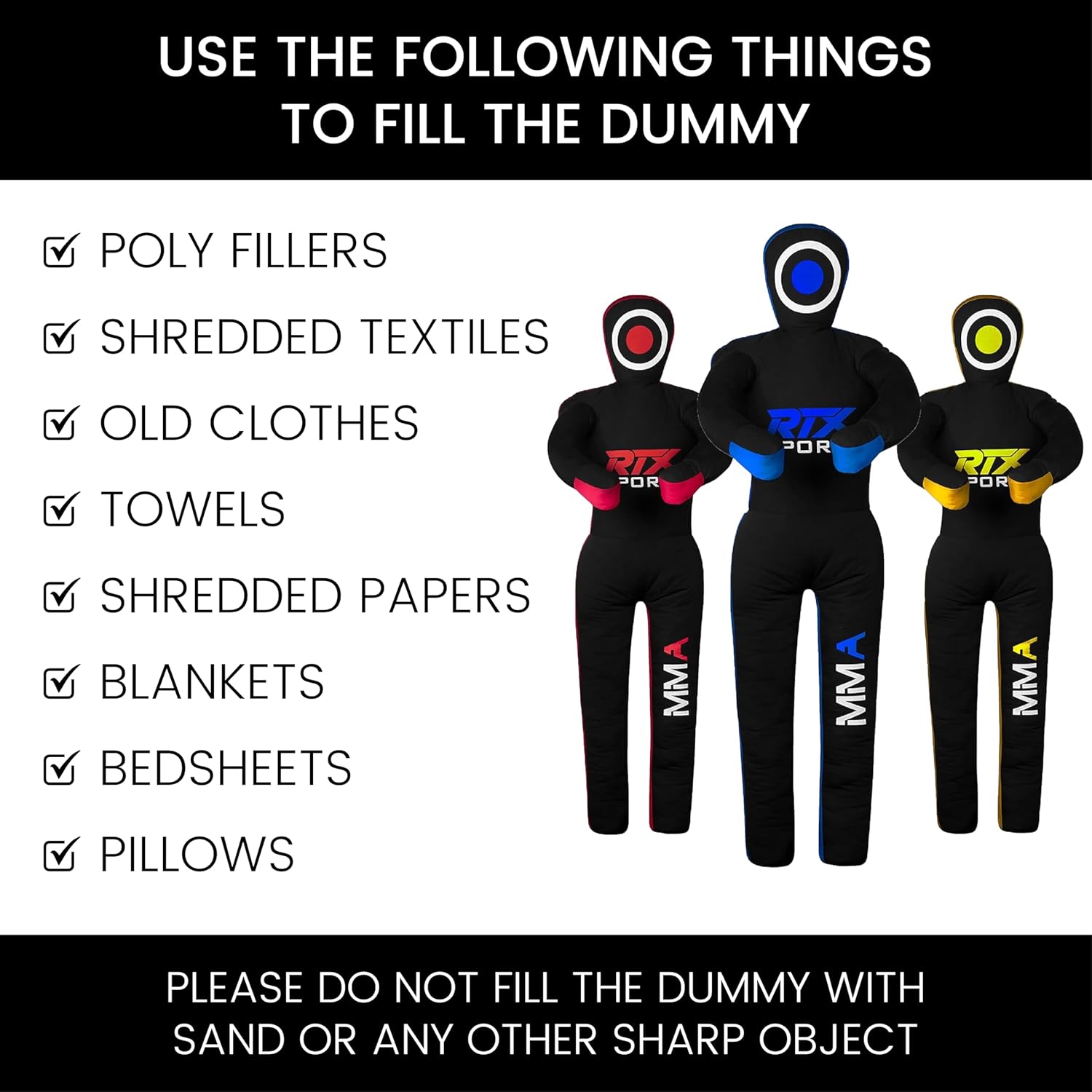 Canvas Unfilled Standing Grappling Dummy - Yellow & Black for BJJ, MMA, Judo