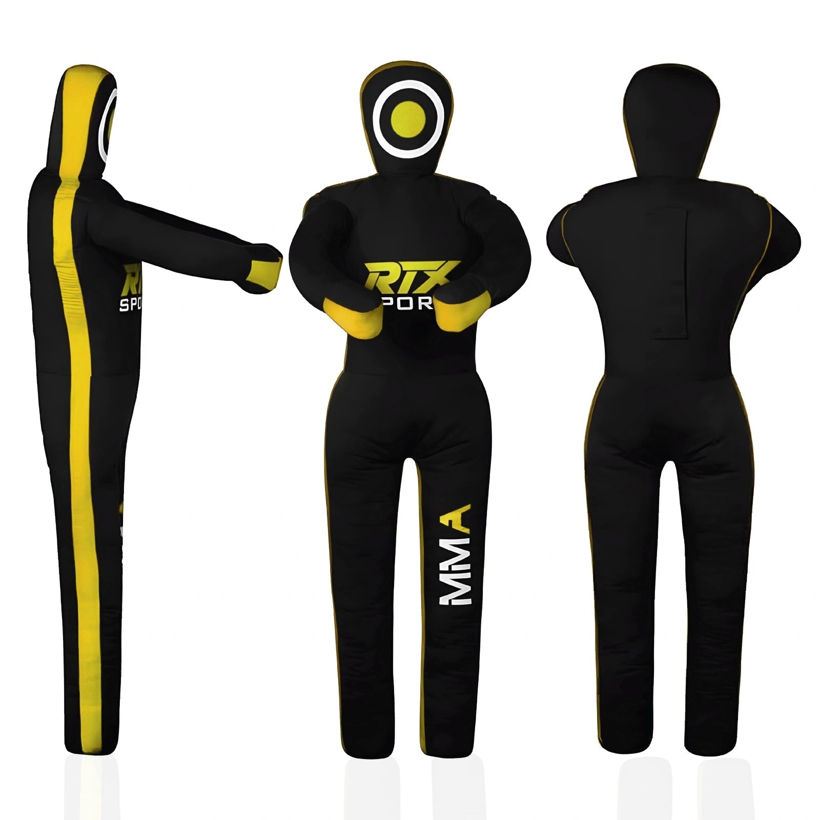 Canvas Unfilled Standing Grappling Dummy - Yellow & Black for BJJ, MMA, Judo