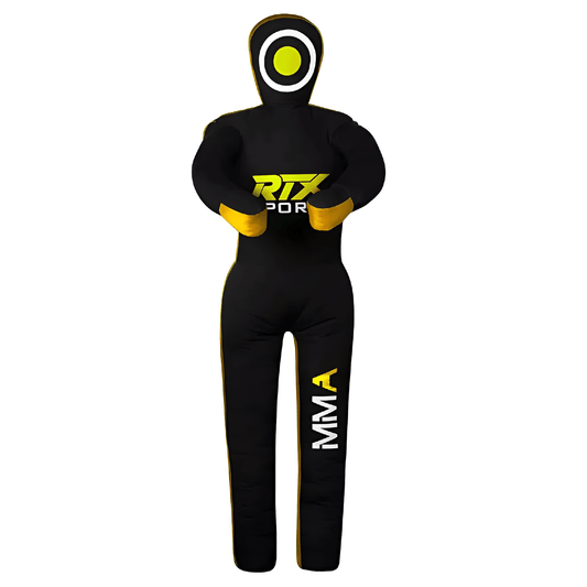Canvas Unfilled Standing Grappling Dummy - Yellow & Black for BJJ, MMA, Judo