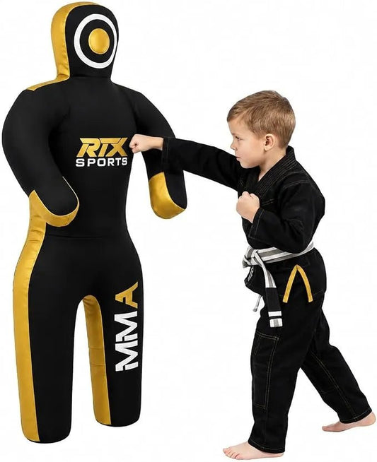 Kids MMA Judo Grappling Dummy - Punch Bag for Brazilian Jiu-Jitsu (BJJ), Wrestling and MMA Training, Canvas, Unfilled, 47"