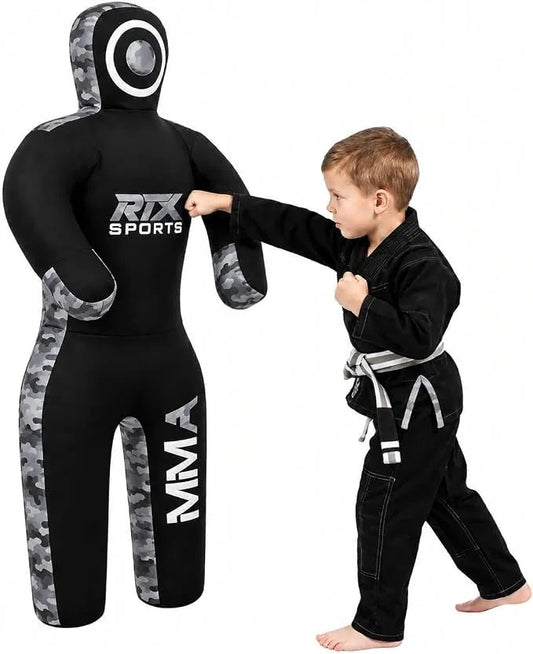 Kids MMA Judo Grappling Dummy - Punch Bag for Brazilian Jiu-Jitsu (BJJ), Wrestling and MMA Training, Canvas, Unfilled, 47"