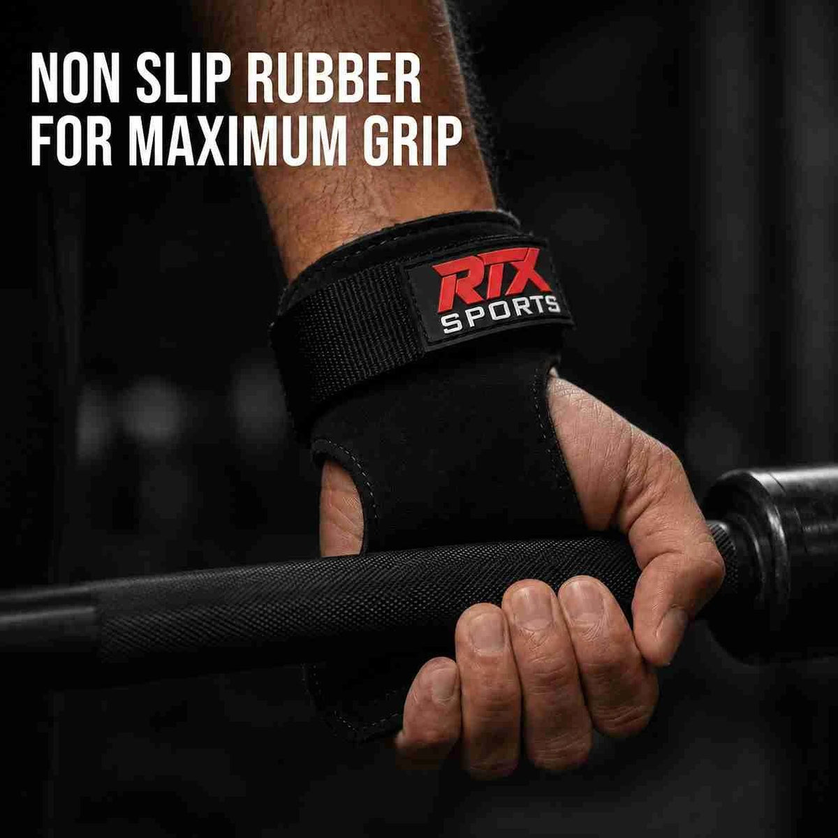 RTX Leder Zughilfen Krafttraining – Lifting Straps mit Premium Grip, Griffhilfe für Deadlift, Fitness & Gym, Handgelenkbandagen für & Gewichtheben, Damen & Herren, 1 Pair