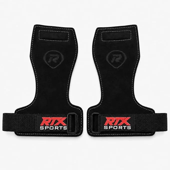 RTX Leder Zughilfen Krafttraining – Lifting Straps mit Premium Grip, Griffhilfe für Deadlift, Fitness & Gym, Handgelenkbandagen für & Gewichtheben, Damen & Herren, 1 Pair