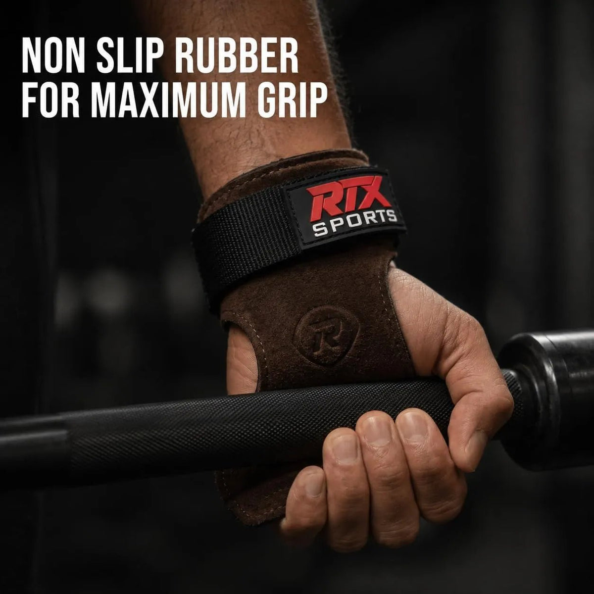 RTX Leder Zughilfen Krafttraining – Lifting Straps mit Premium Grip, Griffhilfe für Deadlift, Fitness & Gym, Handgelenkbandagen für & Gewichtheben, Damen & Herren, 1 Pair