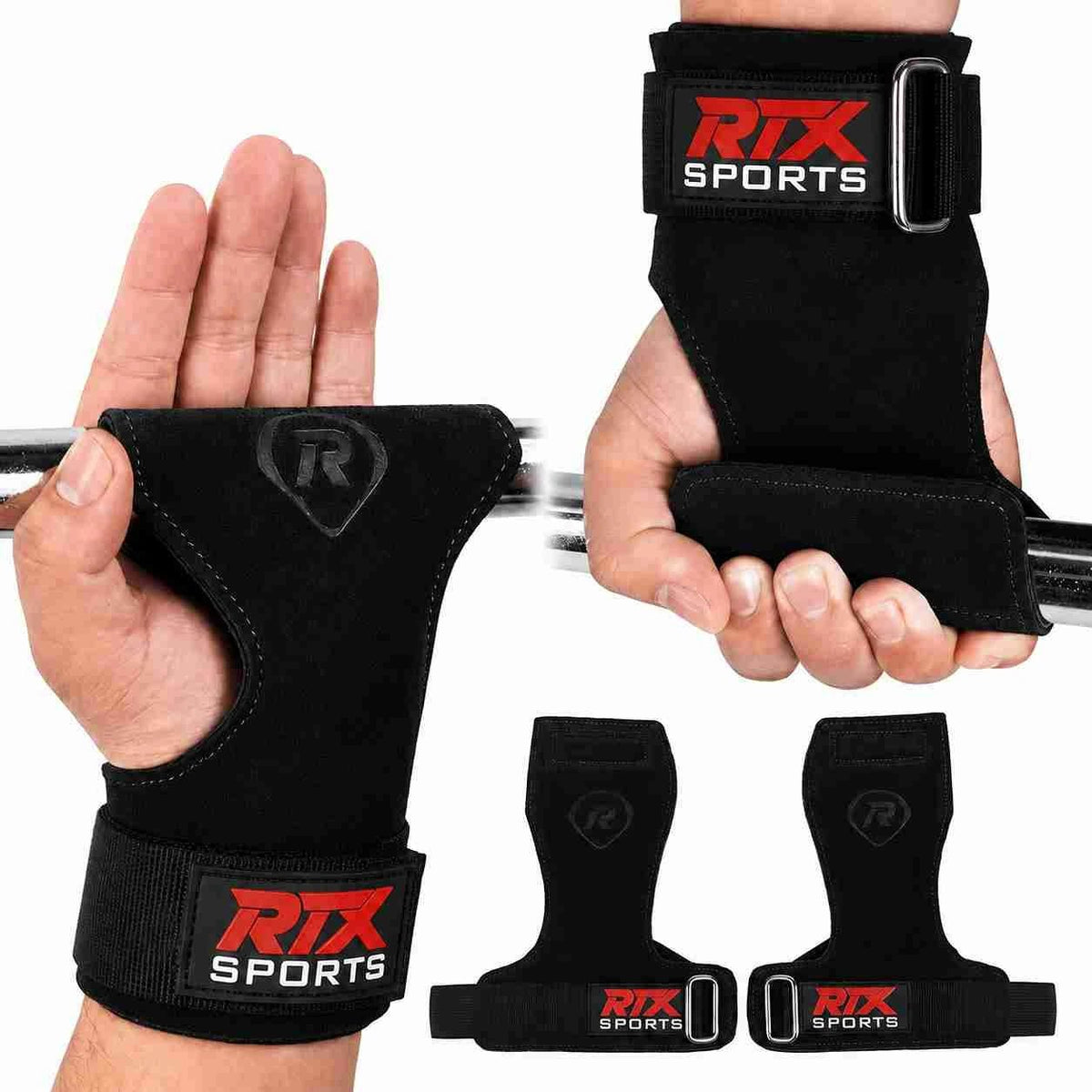 RTX Leder Zughilfen Krafttraining – Lifting Straps mit Premium Grip, Griffhilfe für Deadlift, Fitness & Gym, Handgelenkbandagen für & Gewichtheben, Damen & Herren, 1 Pair