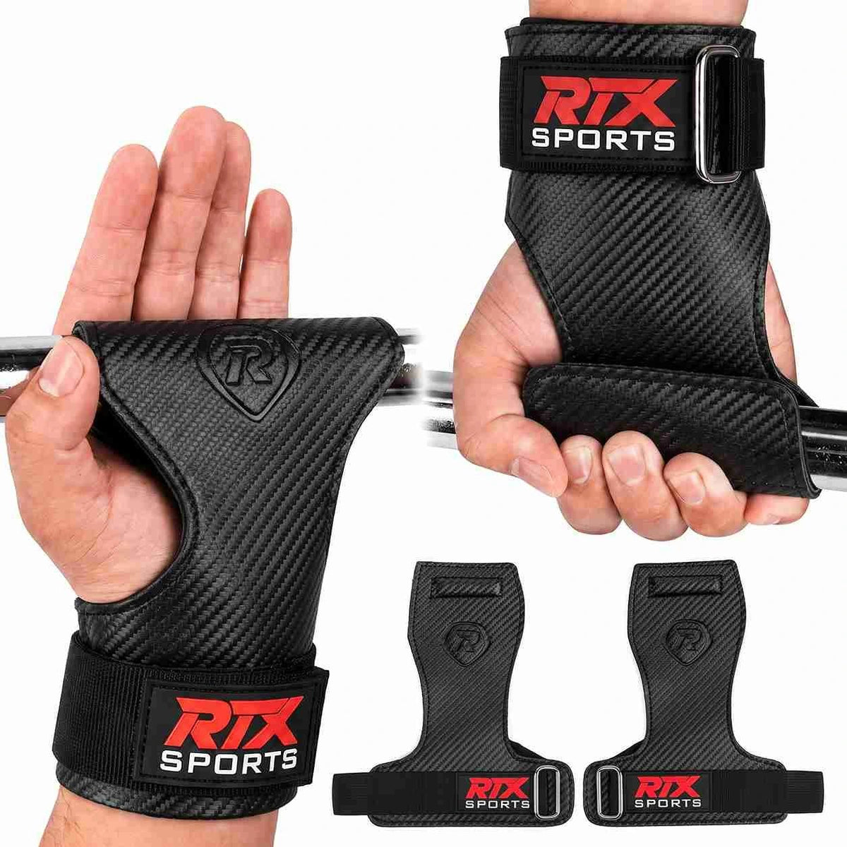 RTX Leder Zughilfen Krafttraining – Lifting Straps mit Premium Grip, Griffhilfe für Deadlift, Fitness & Gym, Handgelenkbandagen für & Gewichtheben, Damen & Herren, 1 Pair