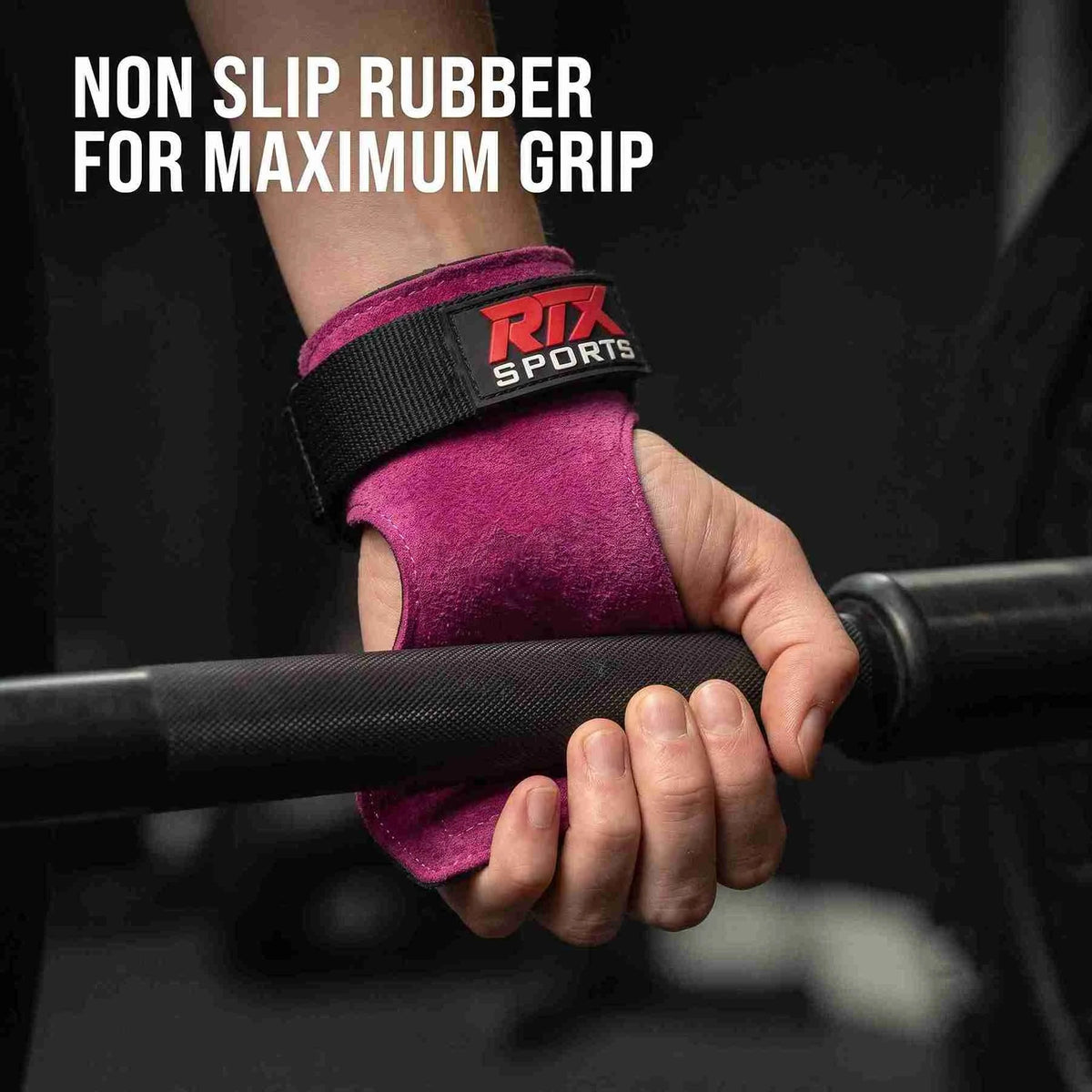 RTX Leder Zughilfen Krafttraining – Lifting Straps mit Premium Grip, Griffhilfe für Deadlift, Fitness & Gym, Handgelenkbandagen für & Gewichtheben, Damen & Herren, 1 Pair