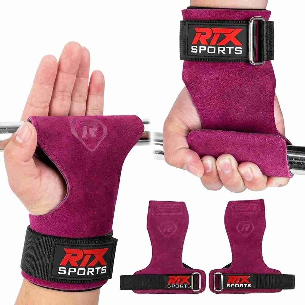 RTX Leder Zughilfen Krafttraining – Lifting Straps mit Premium Grip, Griffhilfe für Deadlift, Fitness & Gym, Handgelenkbandagen für & Gewichtheben, Damen & Herren, 1 Pair